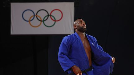 Teddy Riner lors de la compétition par équipes des Jeux olympiques de Paris, le 3 août 2024 à l'Arena Champ-de-Mars. (AFP)