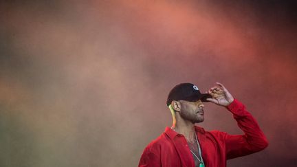 French rap singer Booba, expected on stage at the Golden Coast Festival in Dijon on September 13, 2024, at Vieilles Charrues in Carhaix-Plouger, western France, on July 18, 2019. (LOIC VENANCE / AFP)