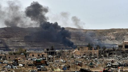 Le village de Baghouz en Syrie après la défaite du groupe Etats islamique, le 24 mars 2019. (GIUSEPPE CACACE / AFP)