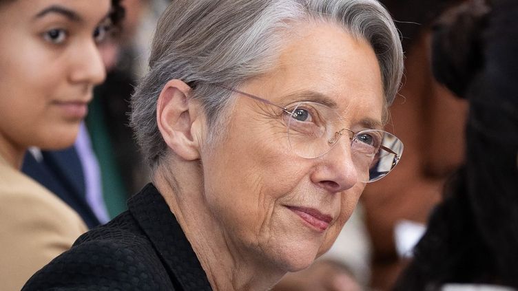 Prime Minister Elisabeth Borne during a national refoundation council devoted to youth, at Matignon, in Paris, on March 18, 2023. (RAPHAEL LAFARGUE / AFP)