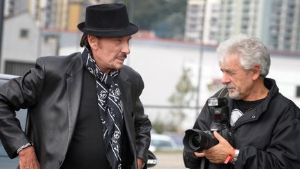 Johnny Hallyday et Daniel Angeli en 2008 à Saint-Etienne (Loire)
 (JEAN-PHILIPPE KSIAZEK / AFP)