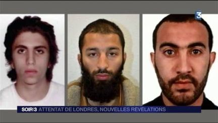 Les trois terroristes de l'attentat de Londres. (FRANCE 3)