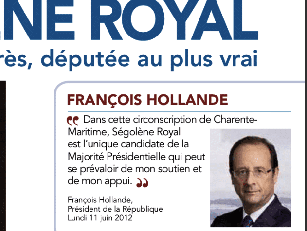 Message de François Hollande sur la profession de foi de S.Royal (DR)