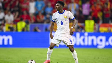 Aurélien Tchouaméni avec l'équipe de France face à l'Espagne à l'Euro 2024, le 9 juillet, à l'Allianz Arena de Munich. (TOM WELLER / DPA)