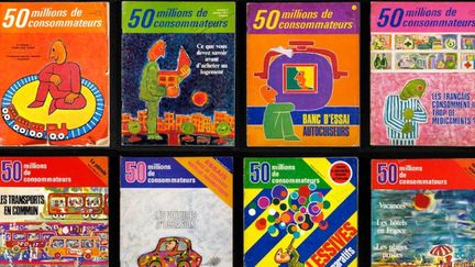 Mosaîque des unes du magazine qui fête ses 50 ans. Il s'appelait "50 millions de consommateurs" au début des années 80.&nbsp; (60 MILLIONS DE CONSOMMATEURS)