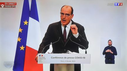 Conférence de presse de Jean Castex , Premier ministre, sur le Covid-19 à Paris, le 4 février 2021.

 (CLEMENTZ MICHEL / MAXPPP)