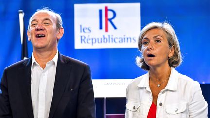 Daniel Fasquelle, candidat à la présidence du parti Les Républicains et Valérie Pécresse, présidente LR de la région Ile-de-France étaient présents au campus des Jeunes Républicains du Touquet (PHILIPPE HUGUEN / AFP)