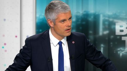 Laurent Wauquiez, le président des Républicains, sur le plateau de BFMTV, le 20 février 2018.&nbsp; (BFM TV)