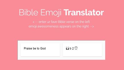 Capture d'écran du site Bible Emoji qui permet de traduire les versets (en anglais)&nbsp;en&nbsp;émoticones.&nbsp; (BIBLE EMOJI)