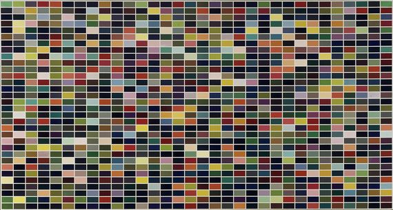 "1024 couleurs" ["1024 Farben"],&nbsp;1973.&nbsp;&Eacute;mail sur toile.&nbsp;254 &times; 478 cm.&nbsp;Paris, Centre Pompidou,&nbsp;Mus&eacute;e national d&rsquo;art moderne. (© GERHARD RICHTER, 2012)