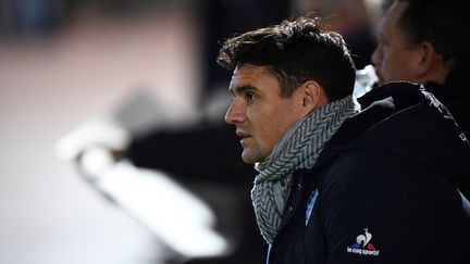 Le joueur de rugby Dan Carter lors d'un match entre le Racing 92 et Montpellier, le 5 novembre 2016 à Colombes (Hauts-de-Seine). (FRANCK FIFE / AFP)