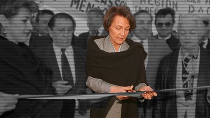 La députée Yann Piat lors de l'inauguration du Sica, marché aux fleurs&nbsp;de Hyères, dans les années 1990. (MAXPPP)