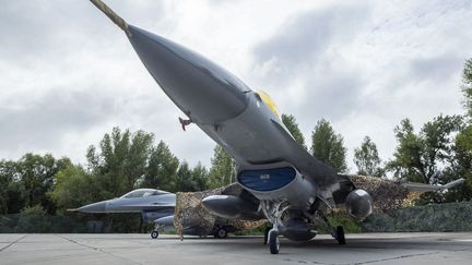 Un avion de chasse F16 en Ukraine, le 4 août 2024. (PRESIDENTIAL PRESS SERVICE HANDOUT / MAXPPP)