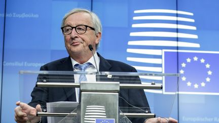 Jean-Claude Juncker donne une conférence de presse à Bruxelles, le 21 juin 2019. (ARIS OIKONOMOU / AFP)