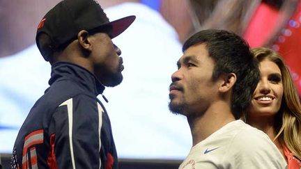 &nbsp; (Floyd Mayweather Jr (gauche) et Manny Pacquiao (droite) © Maxppp)