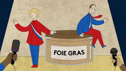 Mets&nbsp;phare des réveillons, le foie gras est devenu, fin 2021, un sujet de&nbsp;débat&nbsp;pour les candidats à l'élection présidentielle de 2022. (ELLEN LOZON / FRANCEINFO)