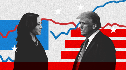 La candidate démocrate à la présidentielle américaine, Kamala Harris, et le candidat républicain, Donald Trump. (PAULINE LE NOURS / FRANCEINFO)