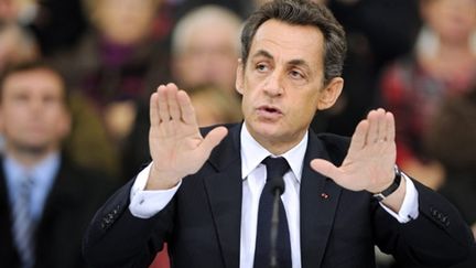 Nicolas Sarkozy à Mayet-de-Montagne le 25 novembre 2010 (AFP - ERIC FEFERBERG)