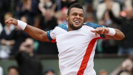 La joie de Jo-Wilfried Tsonga après sa qualification pour les quarts de finale