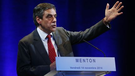 Fran&ccedil;ois Fillon, lors de son meeting sur le th&egrave;me de l'immigration, le 14 novembre 2014 &agrave; Menton (Alpes-Maritimes).&nbsp; (VALERY HACHE / AFP)