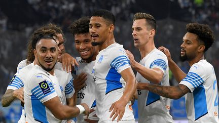 Les Marseillais&nbsp;s'étaient imposés face à Lorient, dans le cadre de la 10e journée de Ligue 1, le 17 octobre 2021 au Vélodrome. (NICOLAS TUCAT / AFP)
