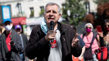 Christophe Prudhomme, délégué national CGT Santé, à Paris, en mai 2020. (THOMAS SAMSON / AFP)