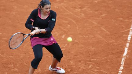 Marion Bartoli lors de son match contre la Colombienne&nbsp;Mariana Duque-Marino, vendredi 31 mai 2013 &agrave; Roland-Garros (Paris). (PATRICK KOVARIK / AFP)