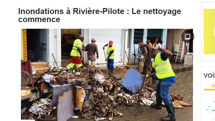 &nbsp; (La commune de Rivière-Pilote en Martinique, l'une des plus touchées par les inondations © capture d'écran de Martinique 1ère)