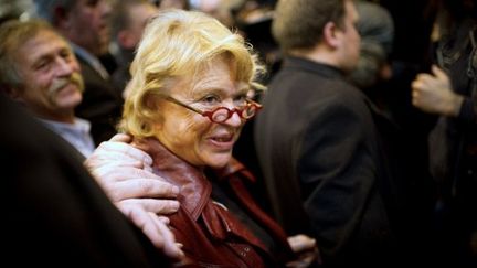 Eva Joly et José Bové au salon de l'agriculture à Paris le 1er mars (MARTIN BUREAU / AFP)