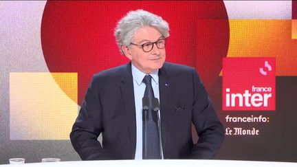 Le commissaire européen au Marché intérieur Thierry Breton a dirigé Atos de 2008 à 2019, il était l'invité de Questions politiques le 24 mars 2024. (FRANCEINFO / RADIO FRANCE)