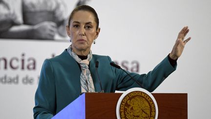 Claudia Sheinbaum, le présidente du Mexique lors d'une conférence de presse à Mexico, au Mexique, le 6 novembre 2024. (ALFREDO ESTRELLA / AFP)