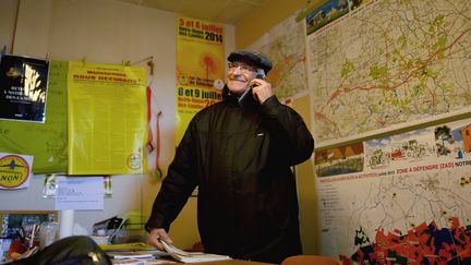 Julien Durand, le porte-parole de l'Acipa, le 17 janvier 2018 à Notre-Dame-des-Landes. (LOIC VENANCE / AFP)