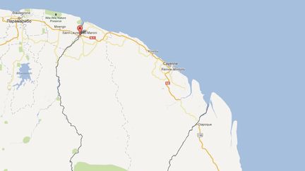 L'attaque a eu lieu dans l'ouest de la Guyane, &agrave; proximit&eacute; de Saint-Laurent-du-Maroni. (GOOGLE MAPS / FRANCETV INFO)