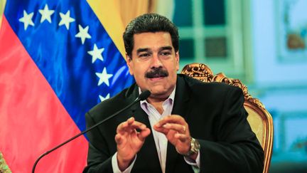 Nicolas Maduro, président du Venezuela, participe à une réunion avec des diplomates, à Caracas le 28 janvier 2019. (HO / VENEZUELAN PRESIDENCY / AFP)