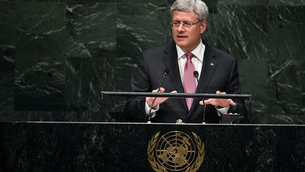 Le Premier ministre canadien Stephen Harper, le 25 septembre 2014, &agrave; l'ONU (Etats-Unis).&nbsp; (JEWEL SAMAD / AFP)