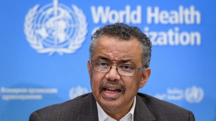 Conférence de presse du directeur de l'Organisation mondiale de la santé, Tedros Adhanom Ghebreyesusau, sujet du coronavirus 2019-nCoV, à Genève le 30 janvier 2020. (FABRICE COFFRINI / AFP)