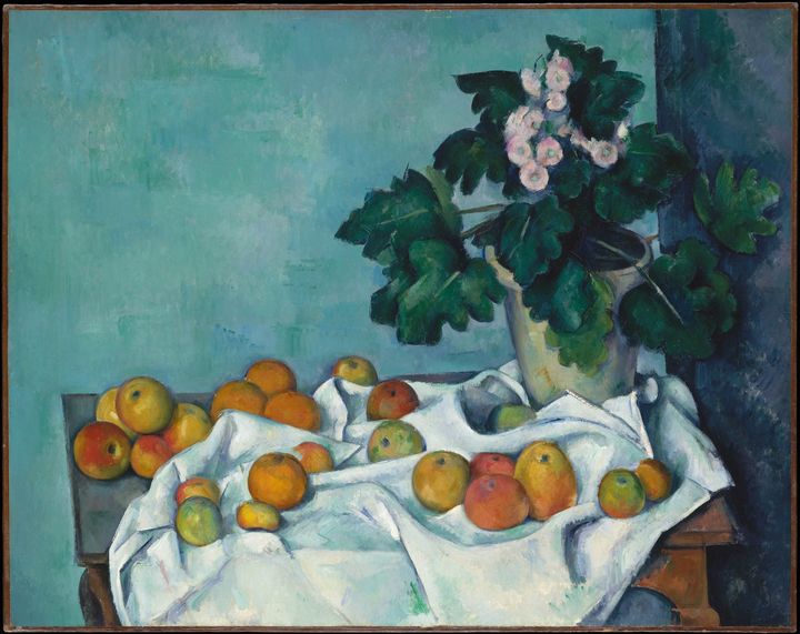 Paul Cézanne, "Nature morte aux pommes et aux primevères", ca. 1890 (Metropolitan Museum of Art, Bequest of Sam A. Lewisohn, 1951)