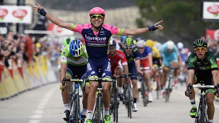 Davide Cimolai (Lampre) s'est joué du Français Bryan Coquard sur la 5e étape de Paris-Nice (DIRK WAEM / BELGA MAG)