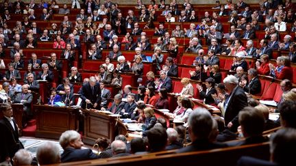 Dans l'h&eacute;micycle de l'Assembl&eacute;e nationale, lors des questions au gouvernement, le 23 avril 2013 &agrave; Paris.&nbsp; (MARTIN BUREAU / AFP)