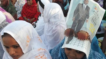 Supporters du leader du mouvement abolitionniste mauritanien Biram Dah Abeid, le 19 juin 2014 à Nouakchott (Mauritanie). (Photo AFP/Seyllou)