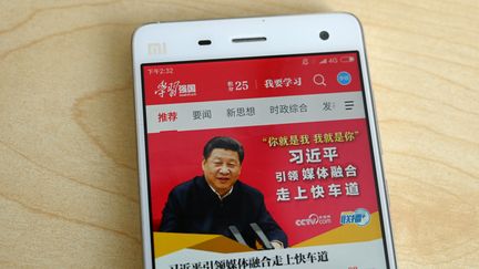 L'application mobile de propagande du régime chinois. (GREG BAKER / AFP)