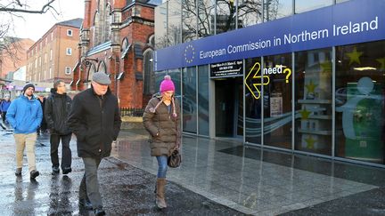 Les bureaux de la Commission européenne à Belfast en décembre 2018 (illustration). (PAUL FAITH / AFP)