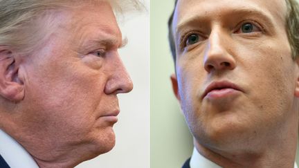 Le président américain Donald Trump et le PDG de Facebook&nbsp;Mark Zuckerberg dans un montage photo réalisé par l'AFP. (SAUL LOEB / AFP)