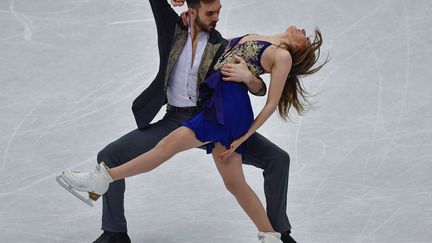 Guillaume Cizeron et Gabriella Papadakis lors des championnats du monde 2017 (JOHN MACDOUGALL / AFP)