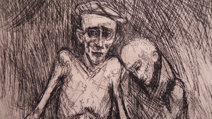 &nbsp; (Deux déportés dessinés par Walter Spitzer à Buchenwald (cliquez sur l'image pour l'agrandir) © RF-ED/WS)