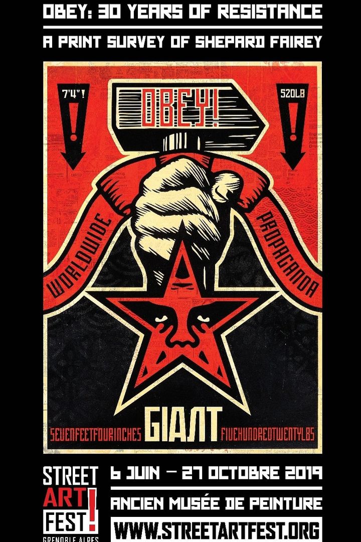 L'affiche du 5e Street Art Fest de Grenoble, rendant hommage à Shepard Fairey. (STREET ART FEST GRENOBLE)