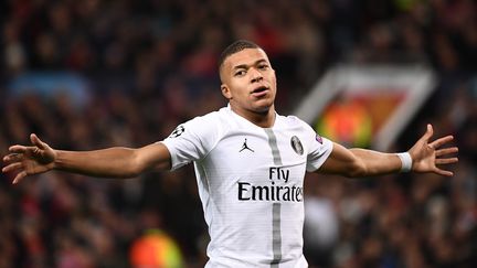 Le Parisien Kylian Mbappé, mardi 12 février 2019 lors du match contre Manchester United, à Old Trafford. (FRANCK FIFE / AFP)