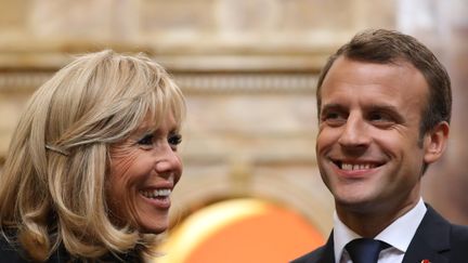 Brigitte Macron et Emmanuel Macron au Congrès américain, à Washington (Etats-Unis), le 25 avril 2018.&nbsp;&nbsp; (LUDOVIC MARIN / AFP)