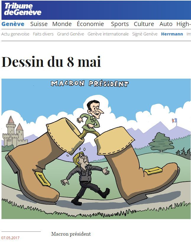 Caricature de Hermann dans «Le Temps». (DR (capture d&#039;écran du Temps))